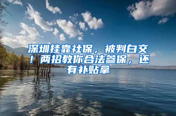 深圳挂靠社保，被判白交！两招教你合法参保，还有补贴拿