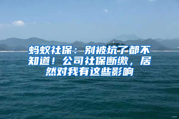 蚂蚁社保：别被坑了都不知道！公司社保断缴，居然对我有这些影响