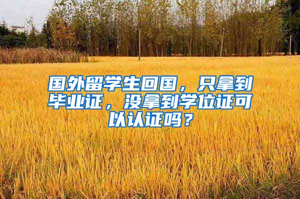 国外留学生回国，只拿到毕业证，没拿到学位证可以认证吗？