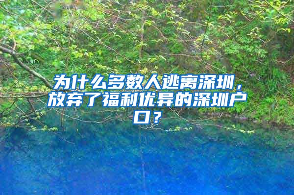 为什么多数人逃离深圳，放弃了福利优异的深圳户口？