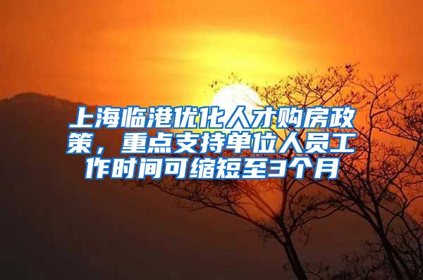 上海临港优化人才购房政策，重点支持单位人员工作时间可缩短至3个月