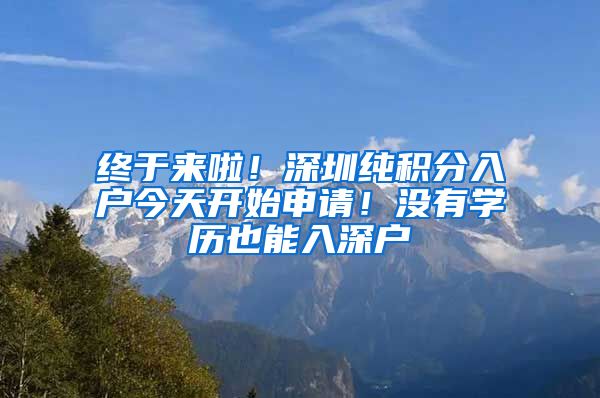 终于来啦！深圳纯积分入户今天开始申请！没有学历也能入深户