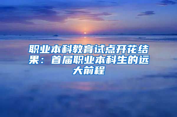 职业本科教育试点开花结果：首届职业本科生的远大前程