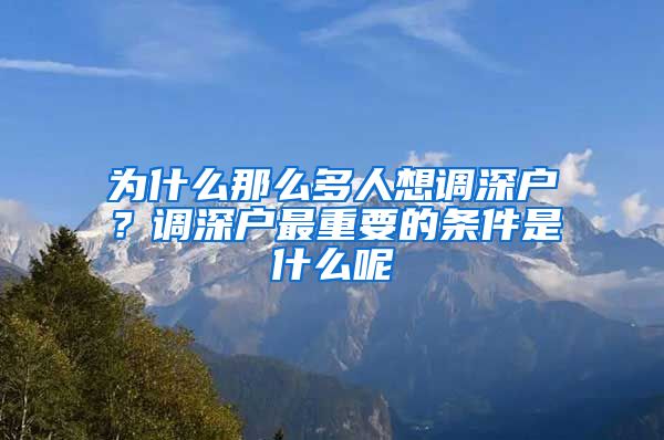 为什么那么多人想调深户？调深户最重要的条件是什么呢