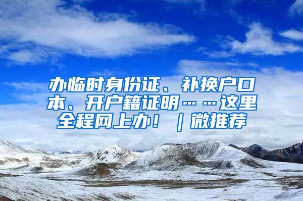 办临时身份证、补换户口本、开户籍证明……这里全程网上办！｜微推荐