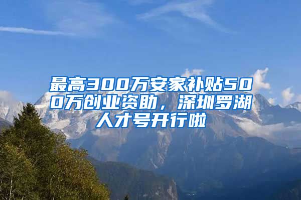 最高300万安家补贴500万创业资助，深圳罗湖人才号开行啦