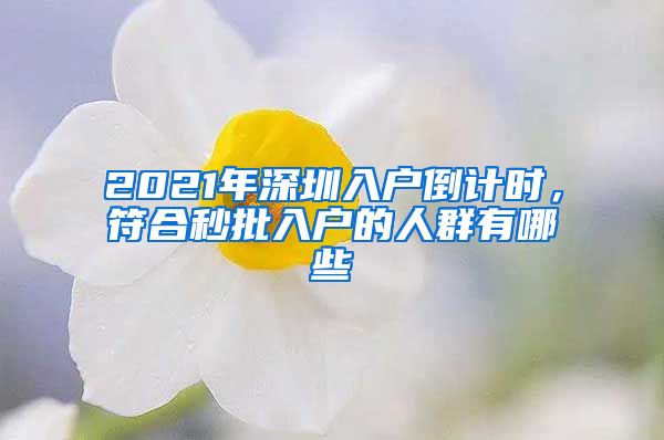 2021年深圳入户倒计时，符合秒批入户的人群有哪些