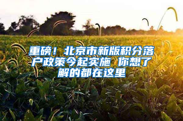 重磅！北京市新版积分落户政策今起实施 你想了解的都在这里