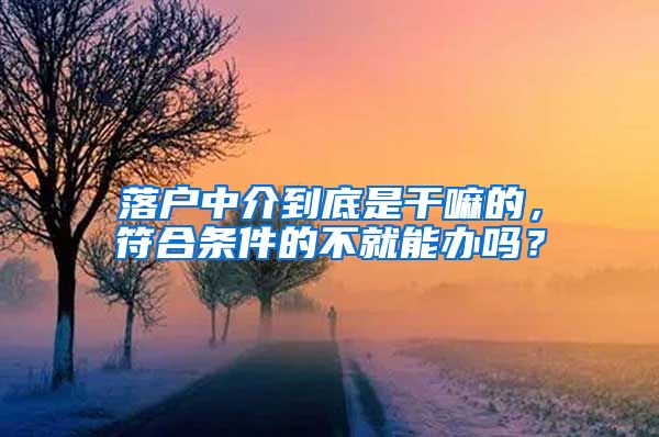 落户中介到底是干嘛的，符合条件的不就能办吗？