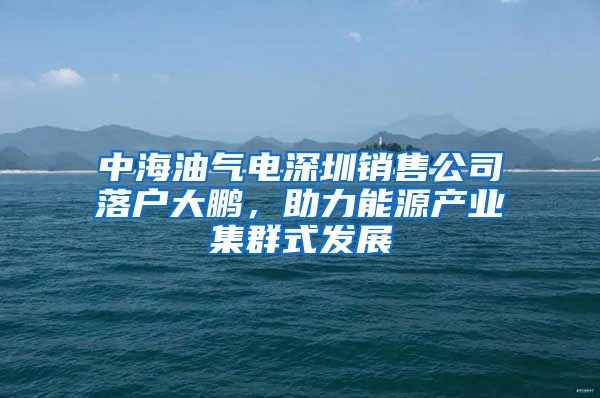 中海油气电深圳销售公司落户大鹏，助力能源产业集群式发展