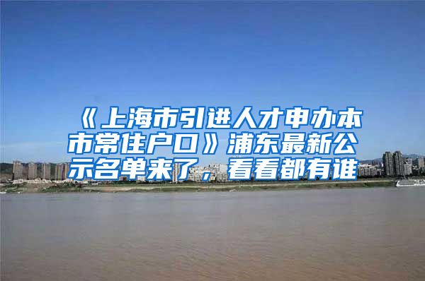 《上海市引进人才申办本市常住户口》浦东最新公示名单来了，看看都有谁