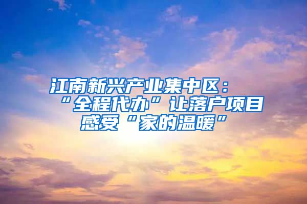 江南新兴产业集中区：“全程代办”让落户项目感受“家的温暖”