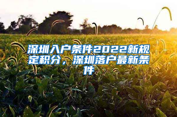 深圳入户条件2022新规定积分，深圳落户最新条件