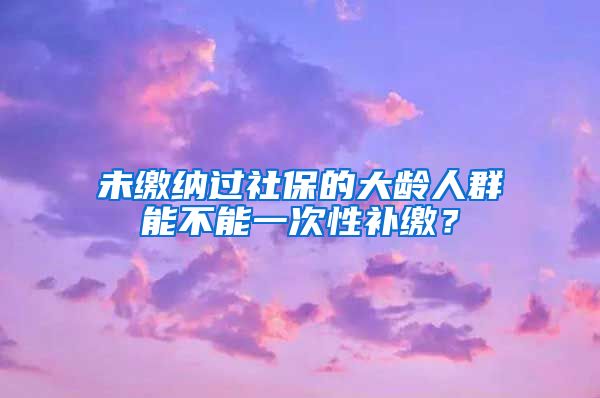 未缴纳过社保的大龄人群能不能一次性补缴？