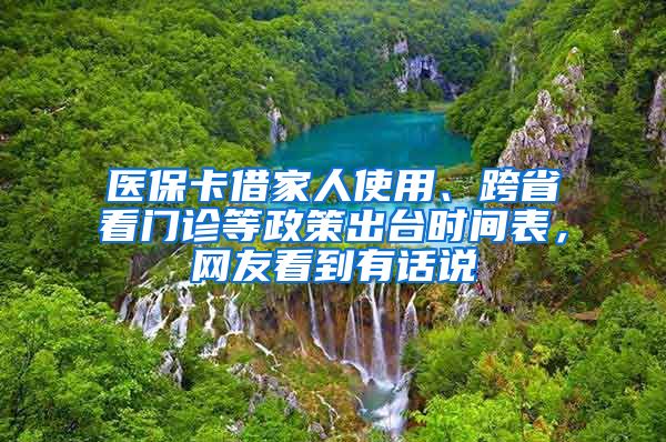 医保卡借家人使用、跨省看门诊等政策出台时间表，网友看到有话说