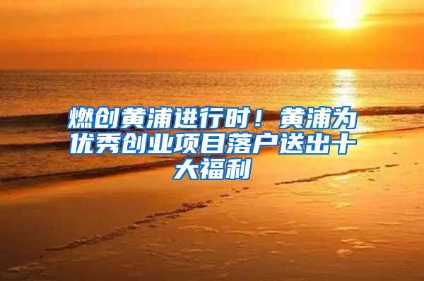 燃创黄浦进行时！黄浦为优秀创业项目落户送出十大福利