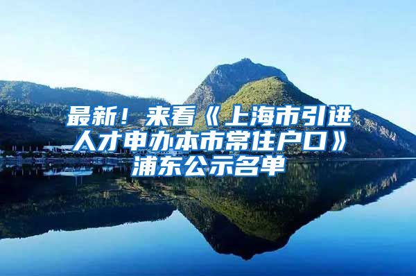 最新！来看《上海市引进人才申办本市常住户口》浦东公示名单