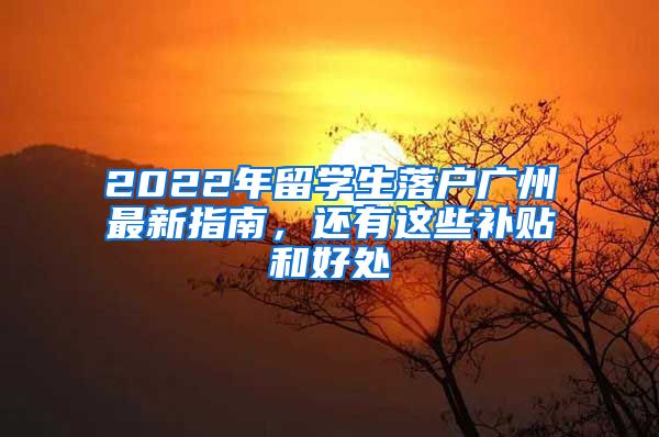 2022年留学生落户广州最新指南，还有这些补贴和好处