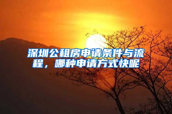 深圳公租房申请条件与流程，哪种申请方式快呢