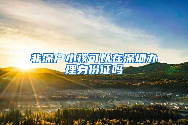 非深户小孩可以在深圳办理身份证吗