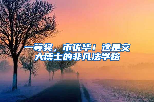 一等奖，市优毕！这是交大博士的非凡法学路