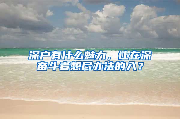 深户有什么魅力，让在深奋斗者想尽办法的入？