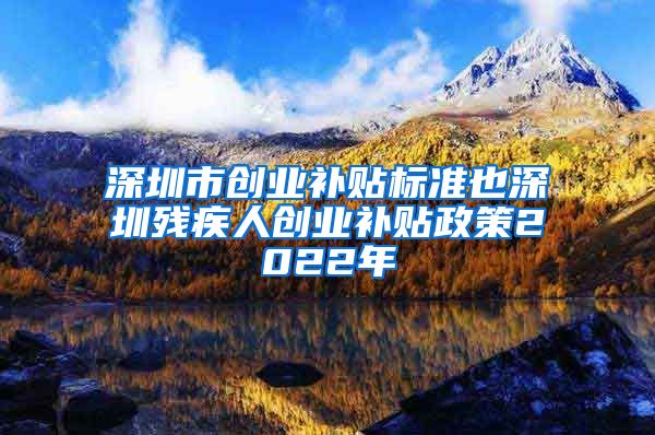 深圳市创业补贴标准也深圳残疾人创业补贴政策2022年