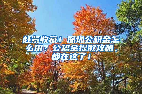 赶紧收藏！深圳公积金怎么用？公积金提取攻略，都在这了！