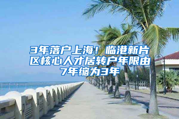 3年落户上海！临港新片区核心人才居转户年限由7年缩为3年