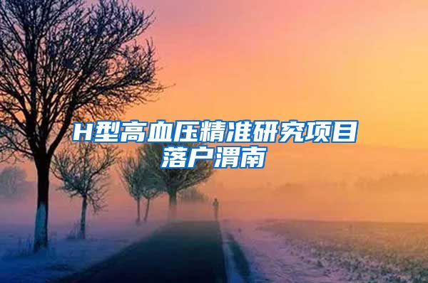 H型高血压精准研究项目落户渭南