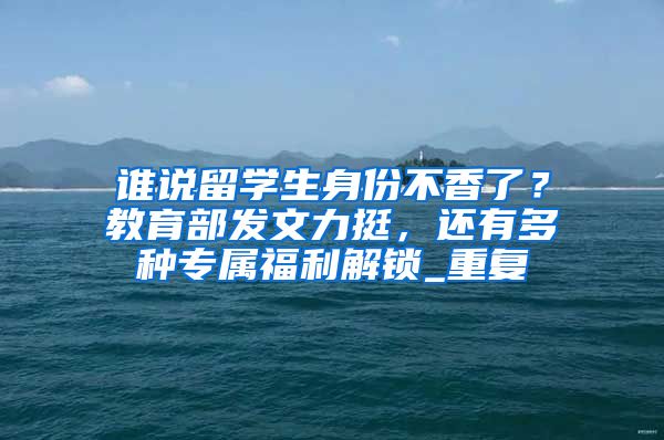 谁说留学生身份不香了？教育部发文力挺，还有多种专属福利解锁_重复