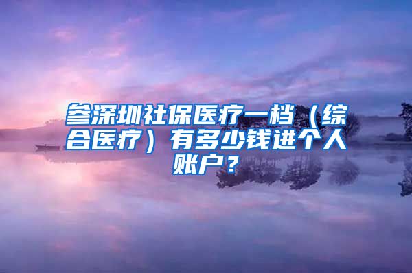 参深圳社保医疗一档（综合医疗）有多少钱进个人账户？