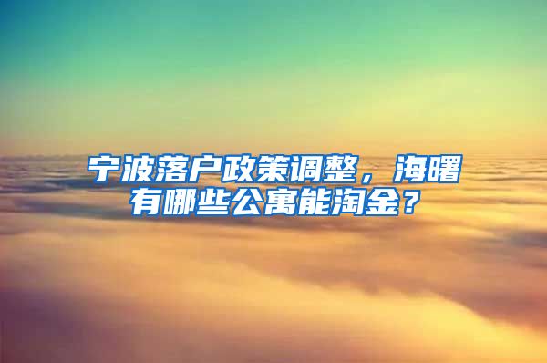 宁波落户政策调整，海曙有哪些公寓能淘金？