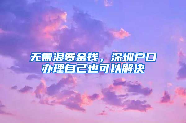 无需浪费金钱，深圳户口办理自己也可以解决