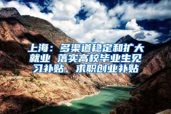 上海：多渠道稳定和扩大就业 落实高校毕业生见习补贴、求职创业补贴