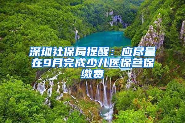 深圳社保局提醒：应尽量在9月完成少儿医保参保缴费