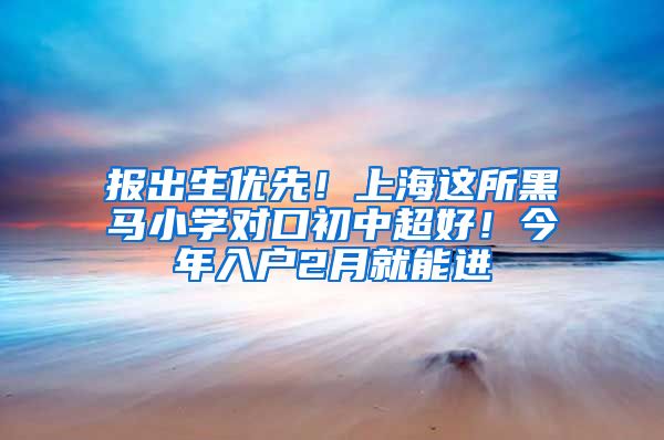 报出生优先！上海这所黑马小学对口初中超好！今年入户2月就能进