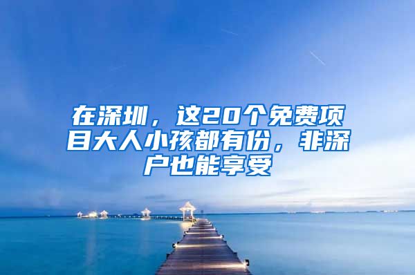 在深圳，这20个免费项目大人小孩都有份，非深户也能享受