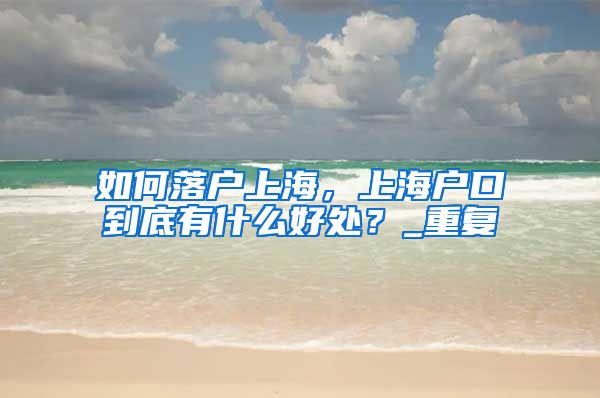 如何落户上海，上海户口到底有什么好处？_重复