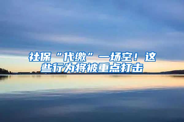 社保“代缴”一场空！这些行为将被重点打击