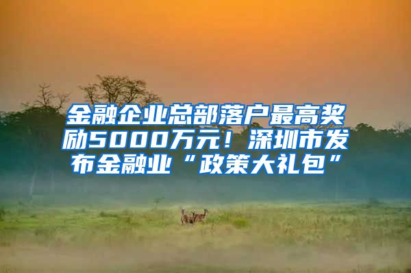 金融企业总部落户最高奖励5000万元！深圳市发布金融业“政策大礼包”