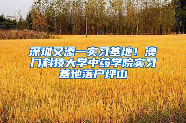 深圳又添一实习基地！澳门科技大学中药学院实习基地落户坪山