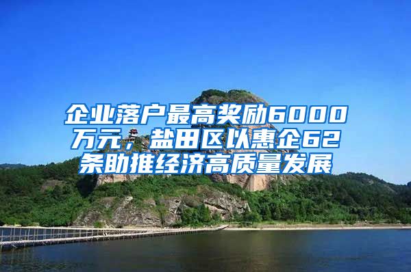 企业落户最高奖励6000万元，盐田区以惠企62条助推经济高质量发展