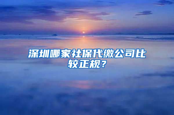 深圳哪家社保代缴公司比较正规？