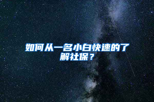 如何从一名小白快速的了解社保？