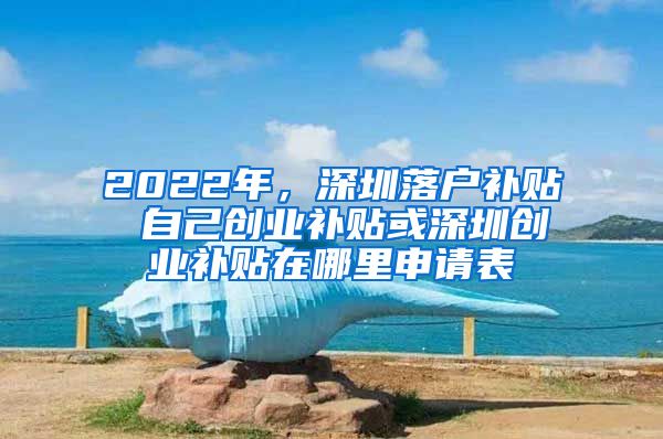 2022年，深圳落户补贴 自己创业补贴或深圳创业补贴在哪里申请表