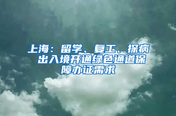 上海：留学、复工、探病 出入境开通绿色通道保障办证需求