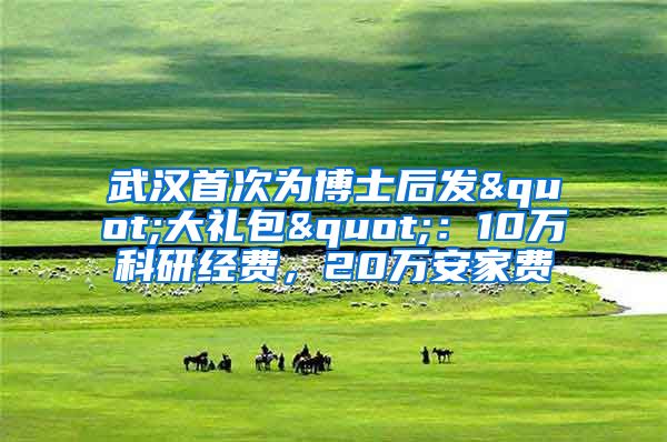 武汉首次为博士后发"大礼包"：10万科研经费，20万安家费