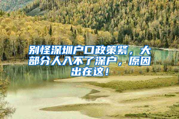 别怪深圳户口政策紧，大部分人入不了深户，原因出在这！