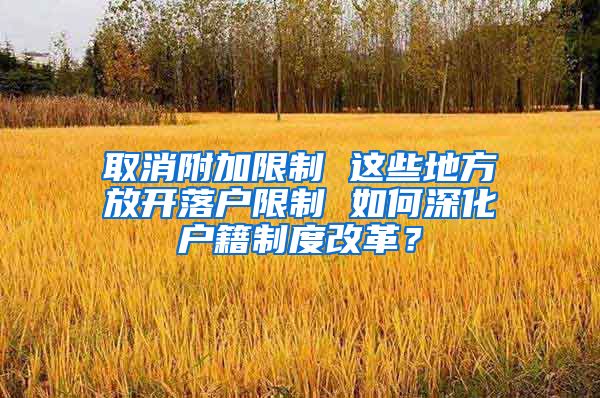 取消附加限制 这些地方放开落户限制 如何深化户籍制度改革？